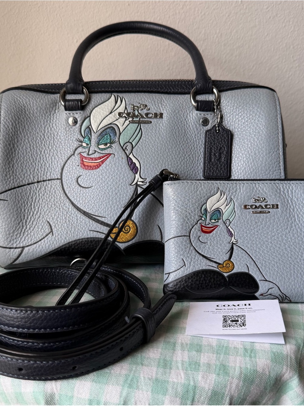 LIMITED EDITION Disney x Coach Ursula Rowan Satchel and Wristlet Set